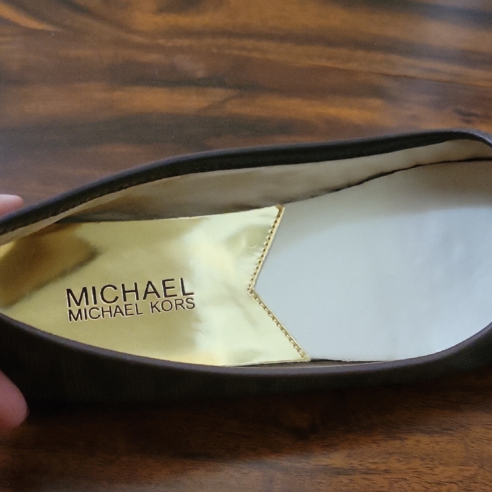 Michael Kors Dark Brown Loafers with Gold Accents - Picture 4 of 10